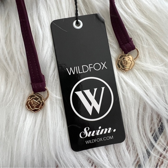 T1-- NWT purple WILDFOX Amora heart mesh strappy bikini top set bottom MEDIUM - Picture 10 of 11